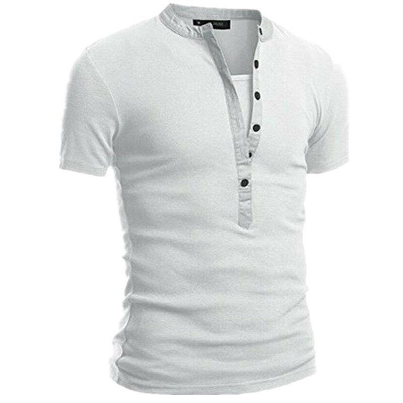 Camiseta con estampado de Color liso para hombre, camisa de gran tamaño con cuello en V, ropa de calle informal holgada para Fitness, novedad de verano, 2024