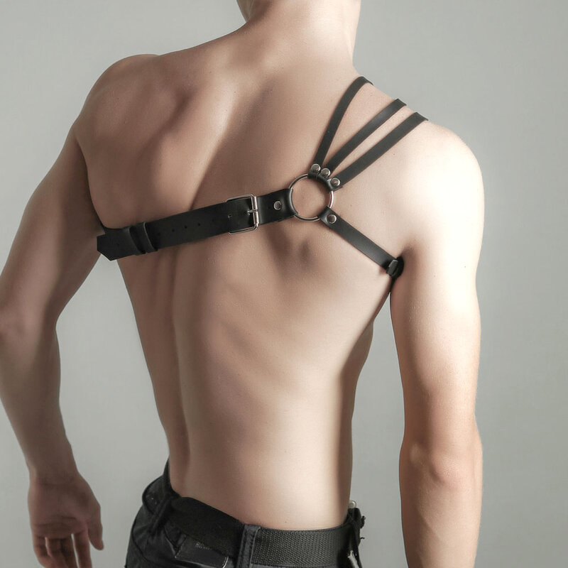 uprząż Skórzana Męskie Skórzana BDSM Harness Pasy Uprzęzy Męska skórzana uprząż piersiowa BIELIZNA GOTHIC regulowana