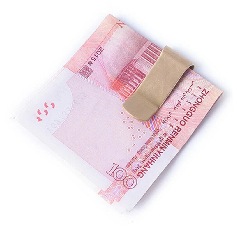 Fashion Brass Money Clip Simple Dollar Cash ID Card Clamp
