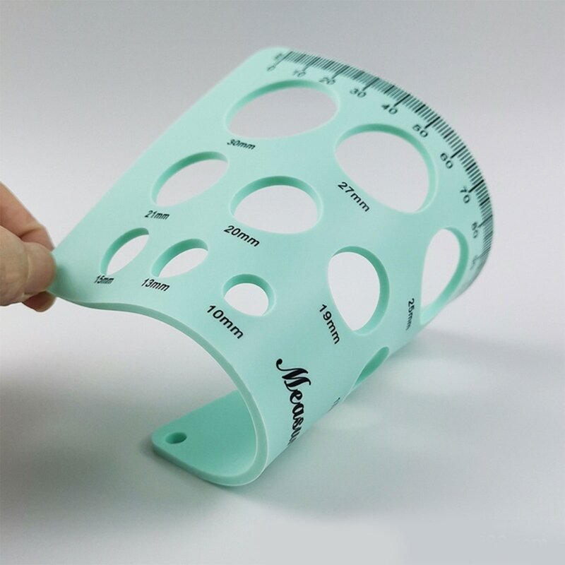 Bomba de mama mamilo silicone régua 12 tamanho diâmetro mamilo peitoral flange círculo dimensionamento régua medição ferramenta de dimensionamento cartão