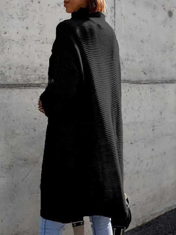كارديجان نسائي منسوج بأكمام طويلة ، سترات فضفاضة مستقيمة ، ملابس خروج شتوية ، معطف خريفي ، جديد ، LC271827 ، أسود