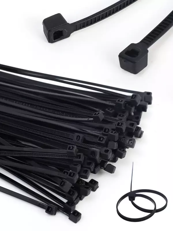 300/100 buah ikatan kabel plastik penguncian otomatis manajemen kabel pengencang Loop cincin perbaikan tali pengikat kabel yang dapat disesuaikan kantor rumah