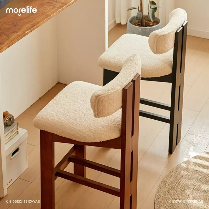 Нордические Ретро средневековые барные стулья для домашнего использования мягкая сумка из овечьей шерсти спинка высокие штанги стулья для отдыха искусственная кожа