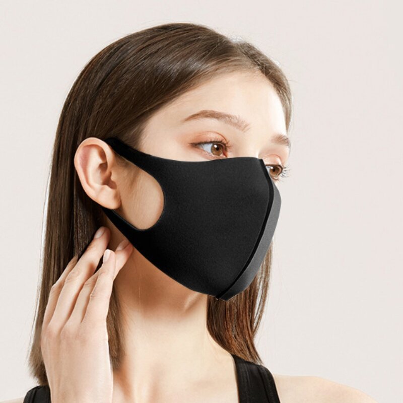 3/6/9/12 pcs maschere in spugna maschera per il viso della bocca respiratore alla moda maschera riutilizzabile lavabile nera per bambino adulto