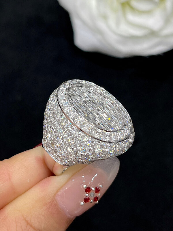 LUOWEND-Bague de fiançailles en or blanc 18 carats pour femme, véritable diamant naturel, design brillant, style luxueux, bijoux de haute fête