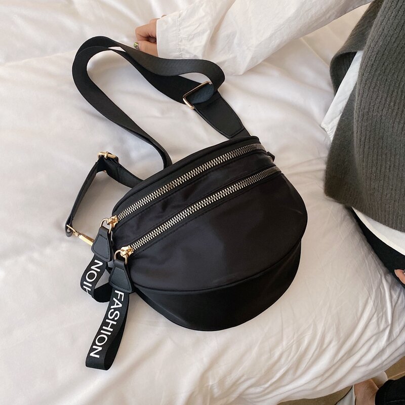 Модная простая Женская нагрудная сумка, однотонная сумка из ткани Оксфорд на молнии, вместительные универсальные сумки через плечо в Корейском стиле