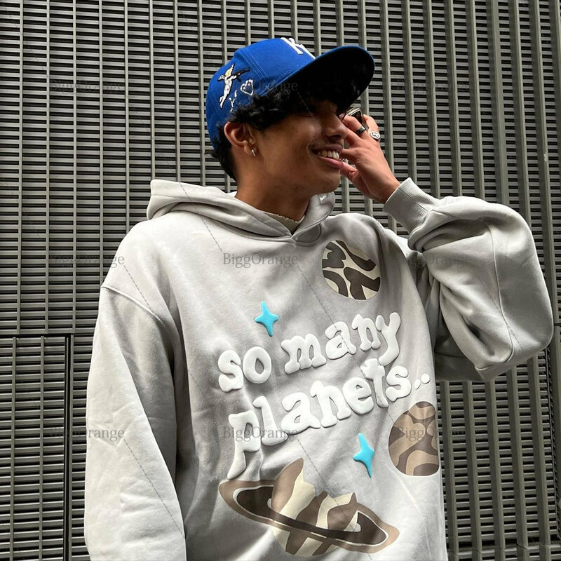 Neue Harajuku 3D Schäumen Drucken Hoodies Planeten Sweatshirt Übergroßen Trainingsanzug Männer Y2k Kleidung Streetwear Pullover Männer Kleidung
