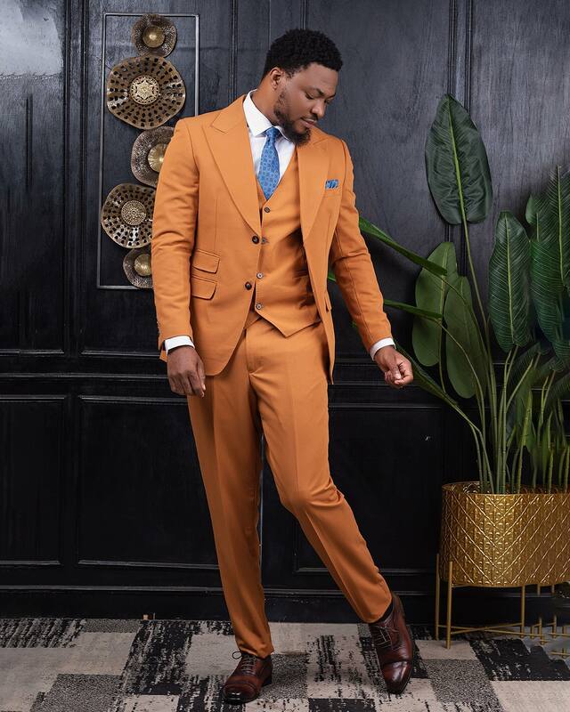 Gentle Men Suits Set 3 Piece Blazer+Vest+Pants Luxury Catwalk Groom Wedding Tuxedo Custom Made Jacket Single Breasted Coat