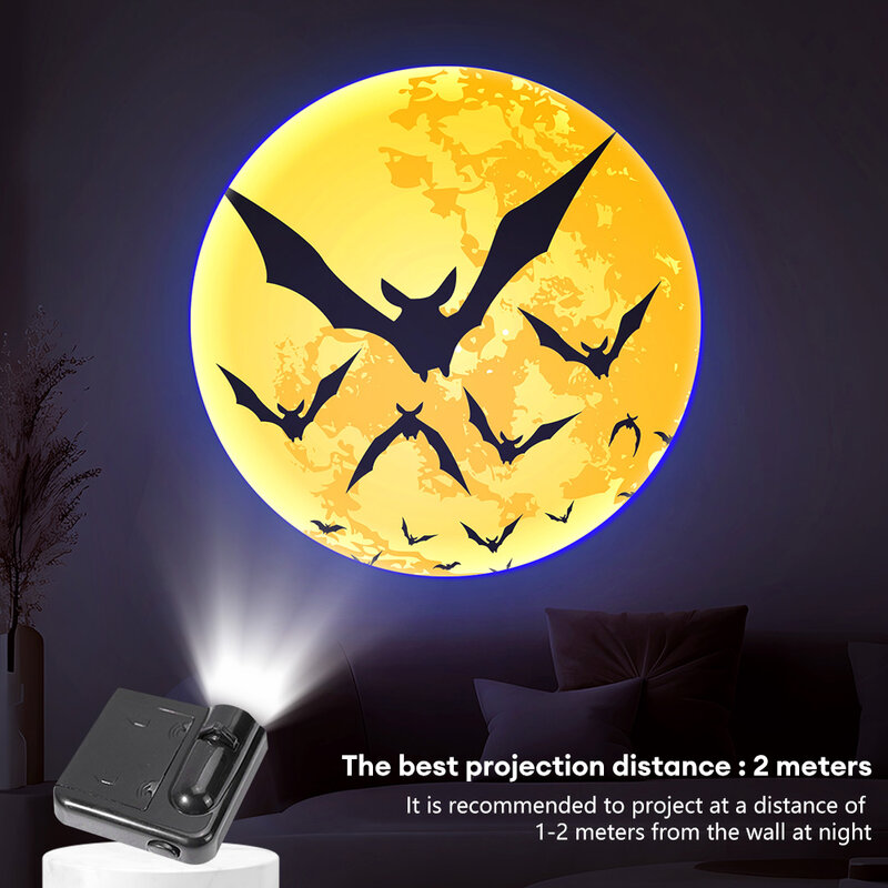 Holloween Christmas Projection Lamp with Light Sheets Photo Novelty Ghost Santa Pattern Room Light Projector Atmosphere Lamp