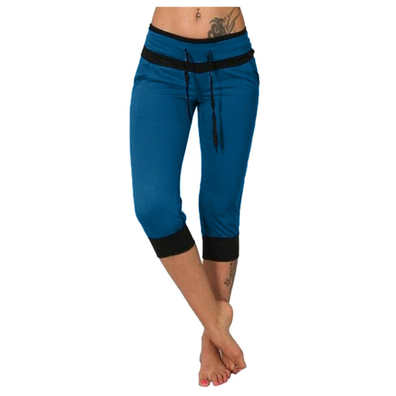 Celana pendek olahraga wanita musim panas celana panjang betis celana Capri wanita Fitness Yoga Gym legging pinggang tinggi legging olahraga pakaian aktif