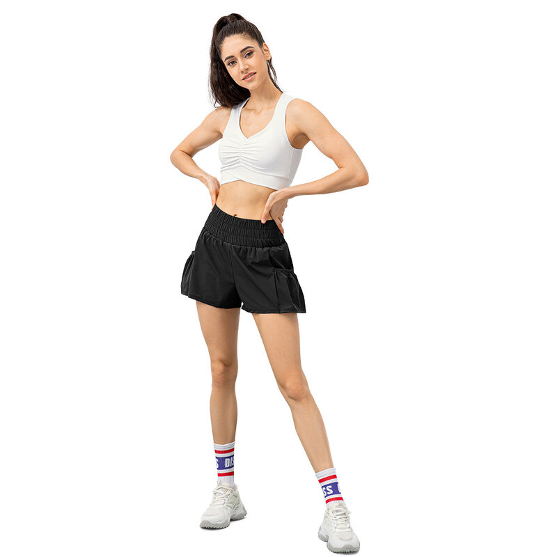 Женские фальшивые свободные быстросохнущие дышащие шорты из двух частей для фитнеса и йоги