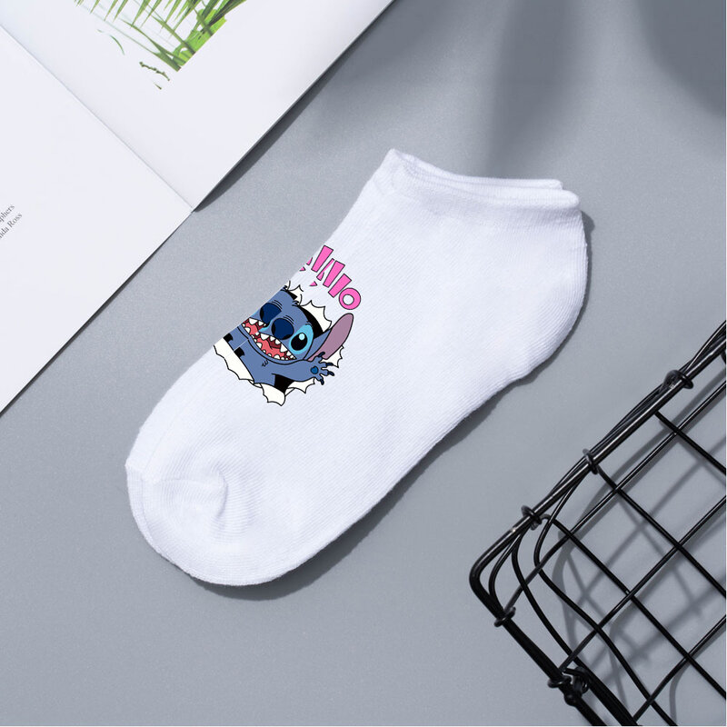 Disney Lilo Stitch Short Multi-Color Boat Socks Spring Summer Cartoon Simple Breathable Socks for Men and Women Cute Short Socks