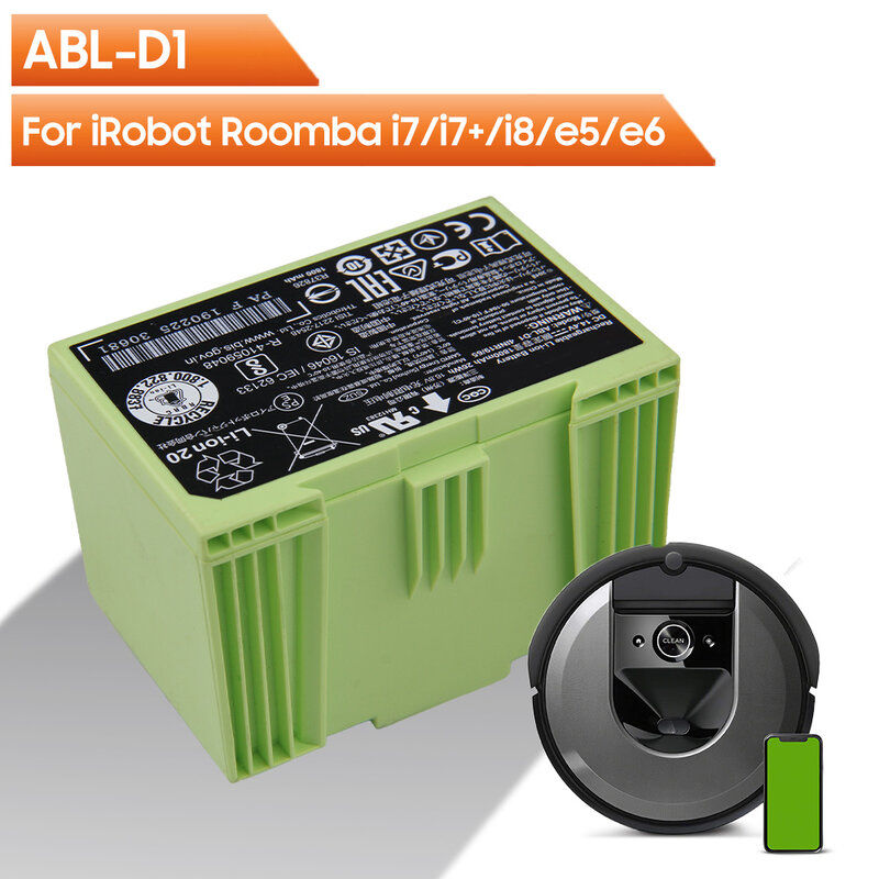 แบตเตอรี่ทดแทน ABL-D1สำหรับ IRobot Roomba I7 I7 + I8 E5 E6 7550 5150 E515020 E57150 E5152 E5154 E5158 i3 I4 1800MAh