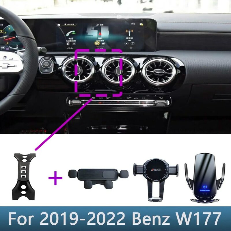 Soporte de teléfono para coche, Base de soporte fijo especial, carga inalámbrica, para Mercedes Benz CLA C118 2020 2021 2022 y AMG 2019-2022