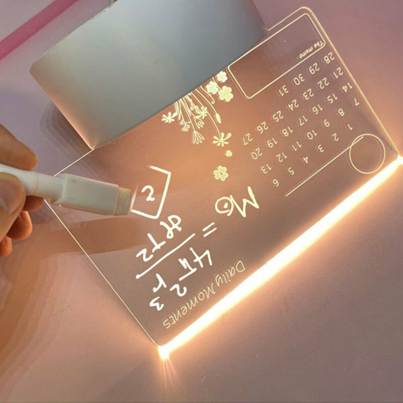 USB Message Board Tricolor Light Led Note Board Night Light Gift Children Decoration Creative Night Lamp Holiday Light with Pen