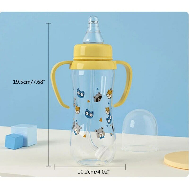 50ml/60ml/125ml/250ml Portable Baby Feeding BottleSilicone Baby Bottle 2 Handle Lightweight for Newbon Yellow/Blue/Pink/Green