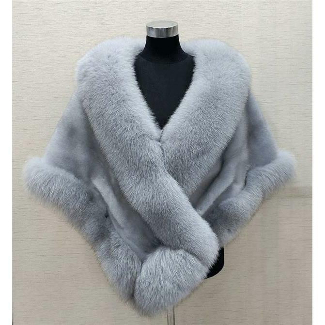 2023 Mode Frauen Nachahmung Fuchs Pelz Kleid Cheong sam Cape Winter New Style0112