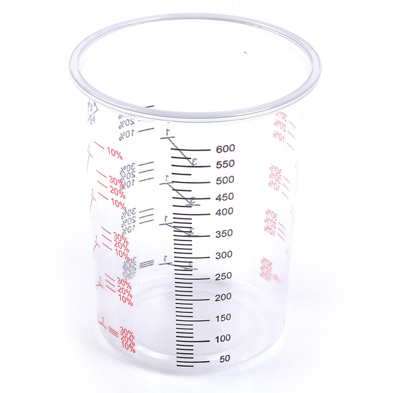 플라스틱 페인트 혼합 컵, 정확한 혼합 페인트 및 액체 혼합용 보정 컵, 혼합 포트, 10 개, 600ml