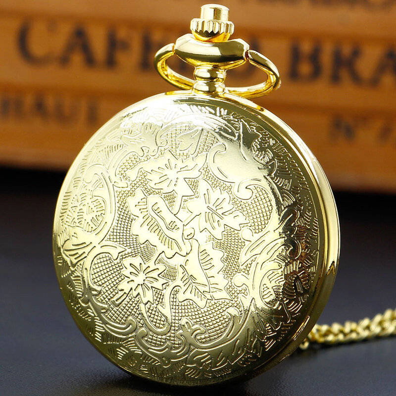 Роскошные золотые кварцевые карманные часы, лидер продаж, винтажные наручные часы с ожерельем, мужские и женские часы