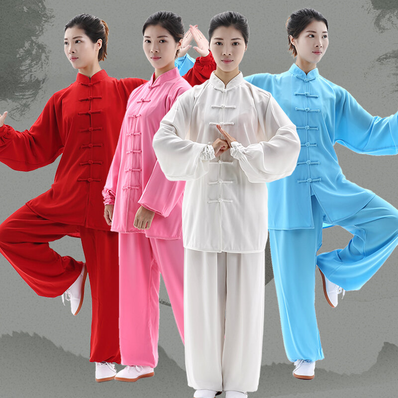 Roupas tradicionais chinesas para homens e mulheres, uniforme adulto de Tai Chi Kung Fu, algodão e seda, performance artística, roupas de prática, Wushu2839