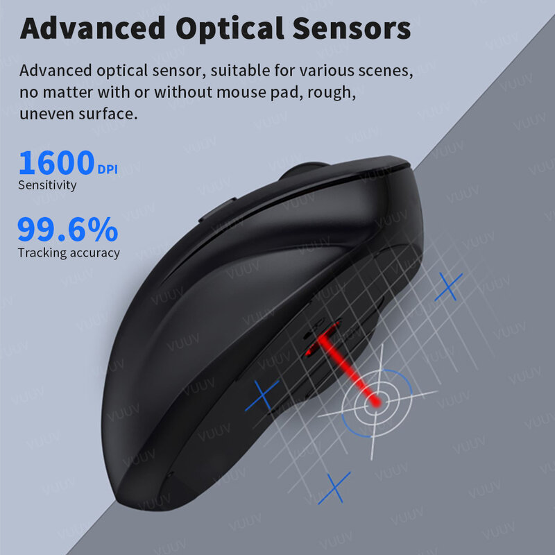 UV ergonomische drahtlose Bluetooth-Maus für Computer Laptop MacBook 1600dpi Dual-Modus wiederauf ladbare Maus für iOS Android Tablet
