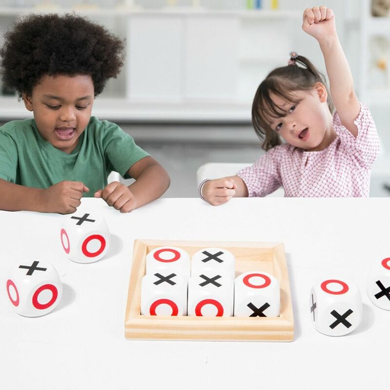 Tic-Tac-Toe XO papan catur mainan Noughts dan salib papan mainan permainan orang tua-anak interaktif pendidikan Montessori pertempuran catur