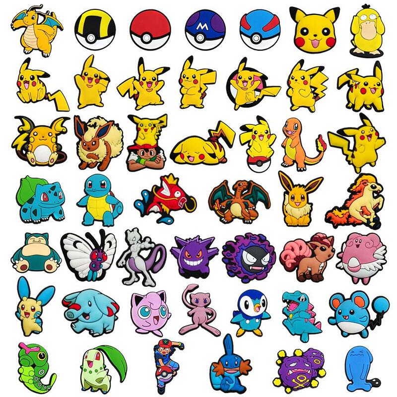 Dijes de dibujos animados de anime japonés para niños y niñas, accesorios de Pokémon para sandalias, alfileres, decoración de PVC, regalo de x-mas, 1 piezas