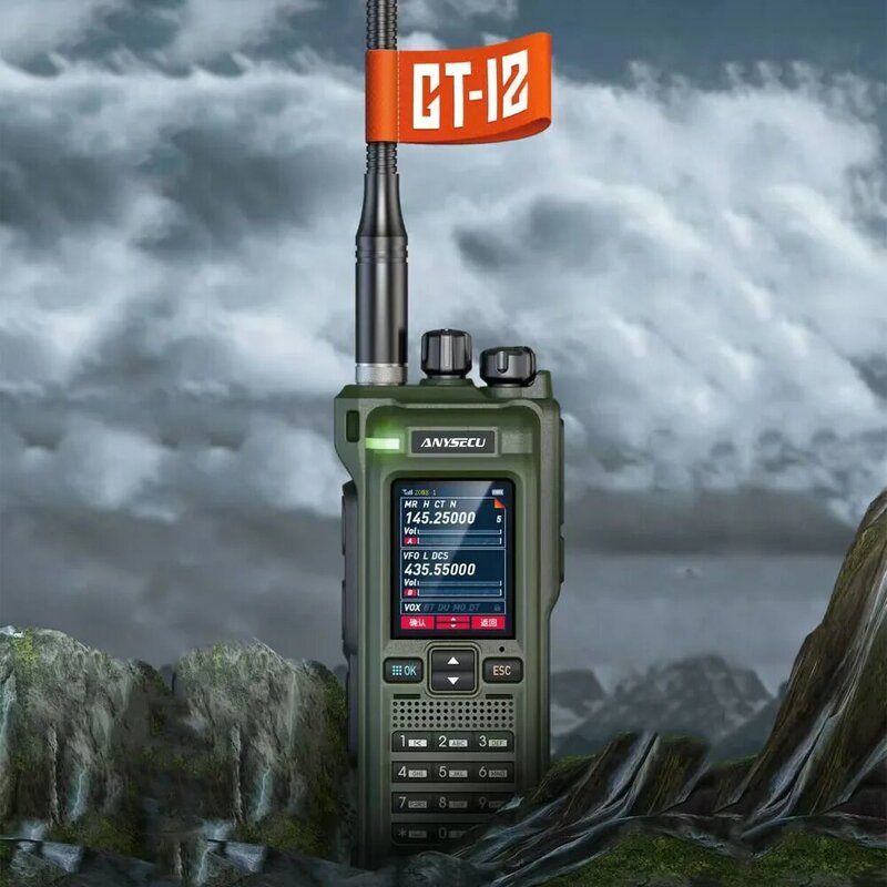 ANYSECU-GT-12 Walkie Talkie, Banda dupla, VHF, UHF, AM, FM, Multi Band, 2 W, 5W, 10W, rádio bidirecional, 960 canais, 3000mAh, Talkie portátil