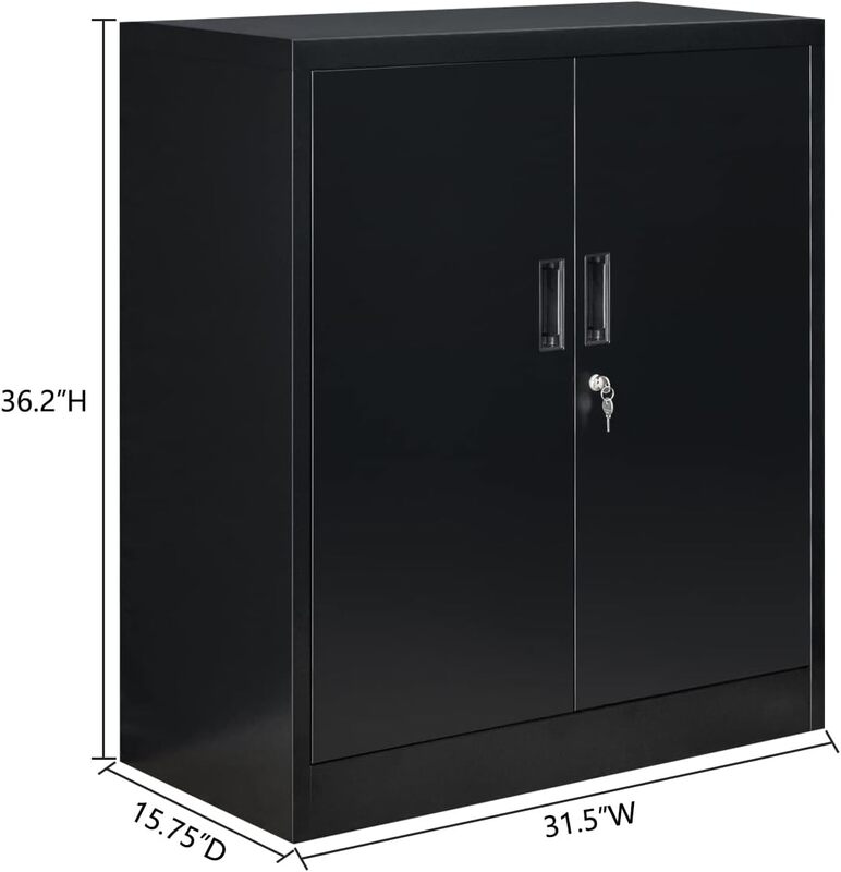 Locking Storage Cabinet with Adjustable Shelves, Metal Storage Cabinets for Garage, Office, Home, Pantry, Classroom