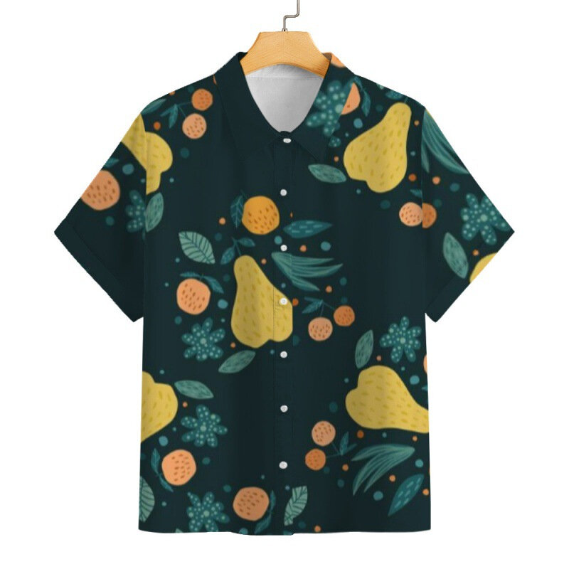 Hawaii Shirts Flower Print Mens Short Sleeve Blouses Holiday Party Tops Oversized Camisa For Men Clothing Harajuku Camisa Lapel