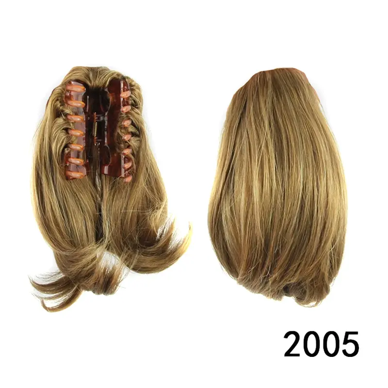 Wig rambut ekor kuda dengan klip, wig rambut palsu cakar sintetis, ekstensi kuncir kuda, hiasan kepala untuk wanita