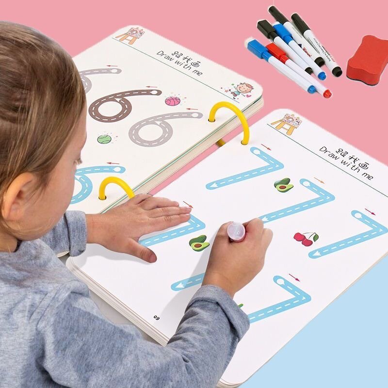 Praxis Heft Kontrolle Trainings buch magische Verfolgung Arbeitsbuch wieder verwendbare magische Kinder Montessori Zeichnung Bildung Briefpapier