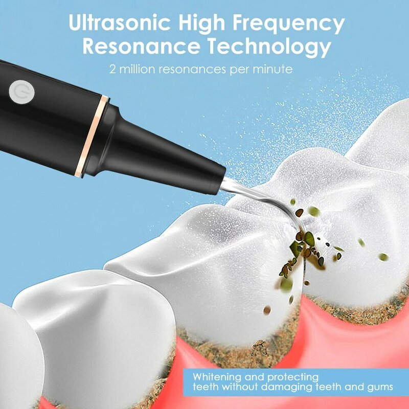 Irigator pembersih gigi Visual listrik, alat pemutih gigi dengan 3 mode LED Oral Tartar kalkulus penghilang noda