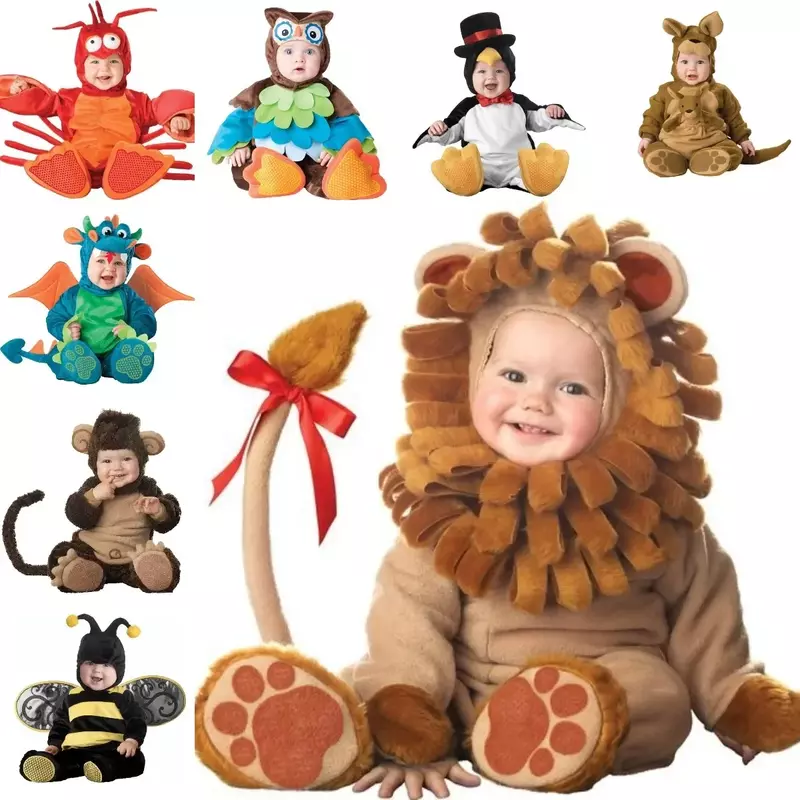 6m-24m Weihnachten Weihnachten Urlaub Halloween Kostüm Kleinkind Baby Mädchen Löwe Dinosaurier Stram pler Cosplay Elch Kleinkinder Kleidung