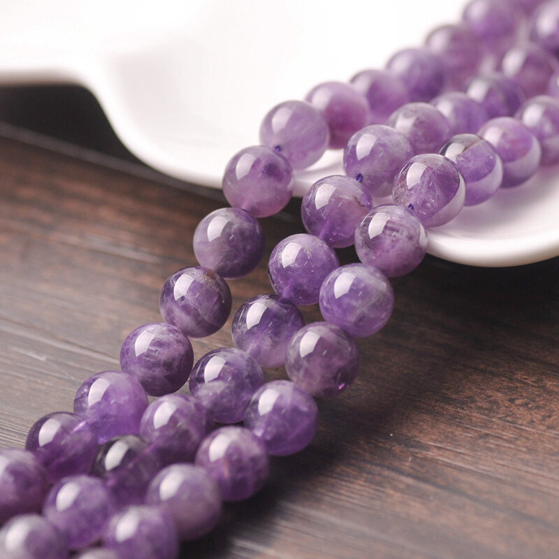 10~50pcs Round Natural Amethyst Stone Rock 4mm 6mm 8mm 10mm 12mm Loose Beads for Jewelry Making DIY Bracelet