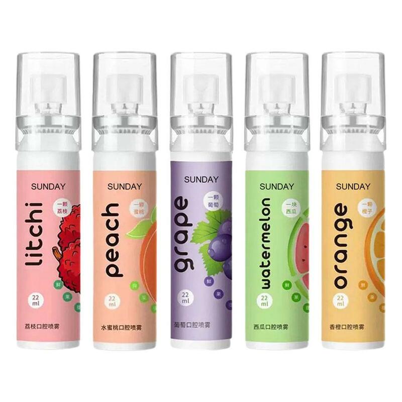 Spray haleine fraîche pour soins bucco-dentaires, vaporisateur portable, parfum de fruits, haleine rafraîchissante, dissolvant d'odeurs de mauvaise haleine, étiquettes, 22ml