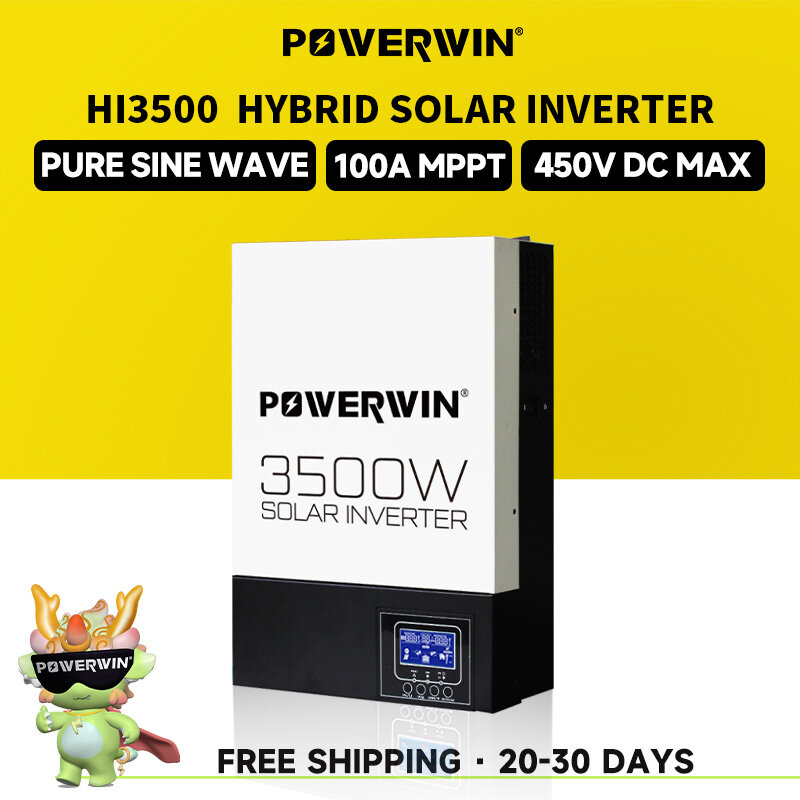 Inversor Solar híbrido POWERWIN HI3500 3500W 24V onda sinusoidal pura 100A MPPT controlador de carga pantalla extraíble LCD batería fuera de la red