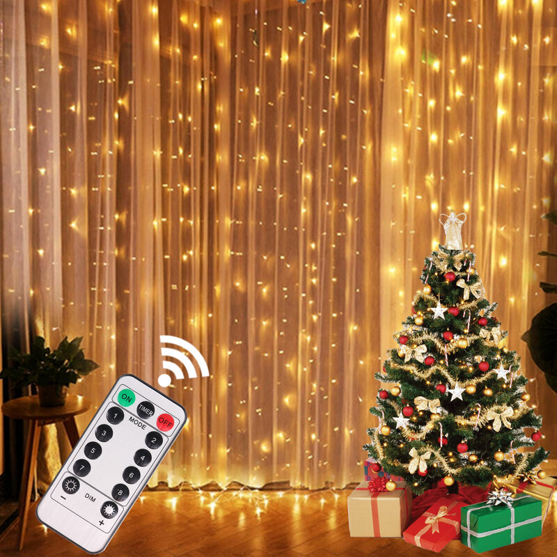 Cortina de luz de Navidad para decoración del hogar, guirnalda de adorno navideño, regalos de Navidad, Año Nuevo 2022, 2023