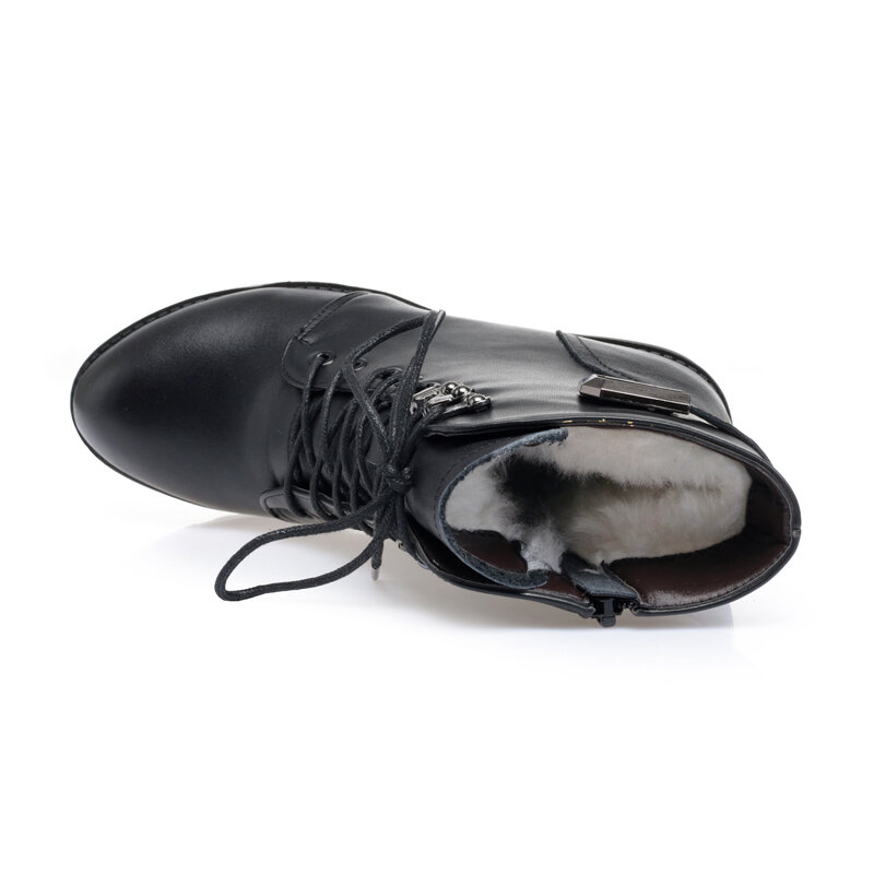 AIYUQI-جلد طبيعي أحذية الكاحل عدم الانزلاق للنساء ، أحذية الثلج الصوف الدافئ للسيدات ، مقاس كبير ، 41 ، 42 ، 43 ، جديد ، شتاء