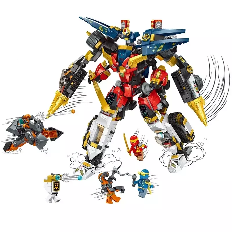 1148pcs  4in1 Ultra Combo Mech Building Blocks Titan Robot Mech Chariot With Figures Bricks Toys For Boy Gifts 71765