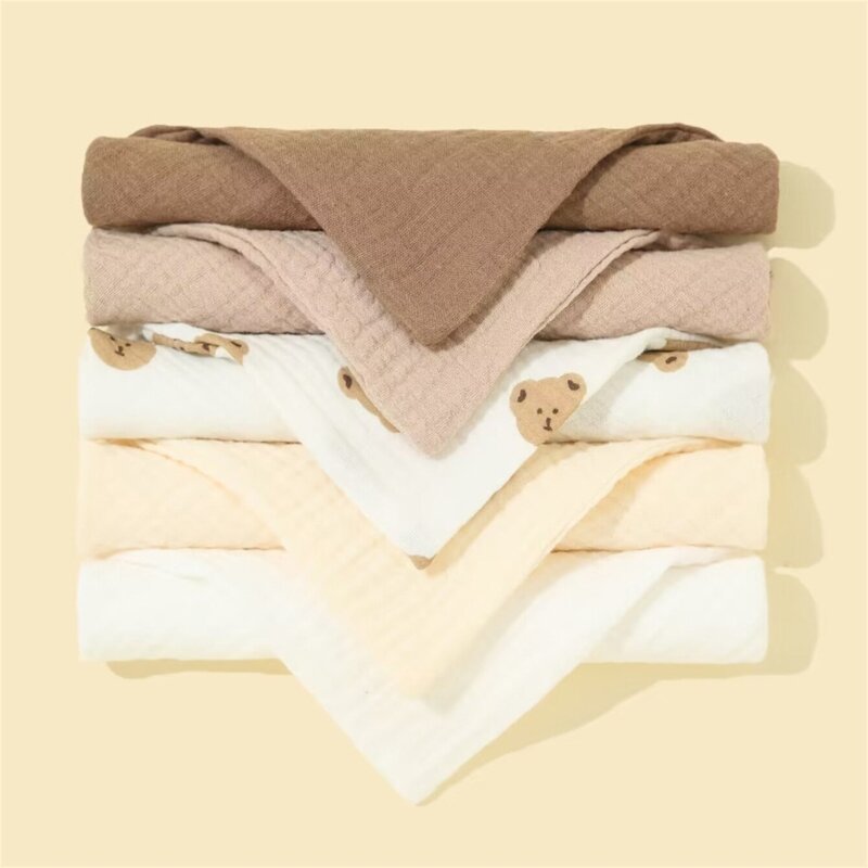 5/Pcs Feeding Drool Bibs Cotton Accessories Newborn Solid Color Snap Button Soft  Towel Baby Bibs