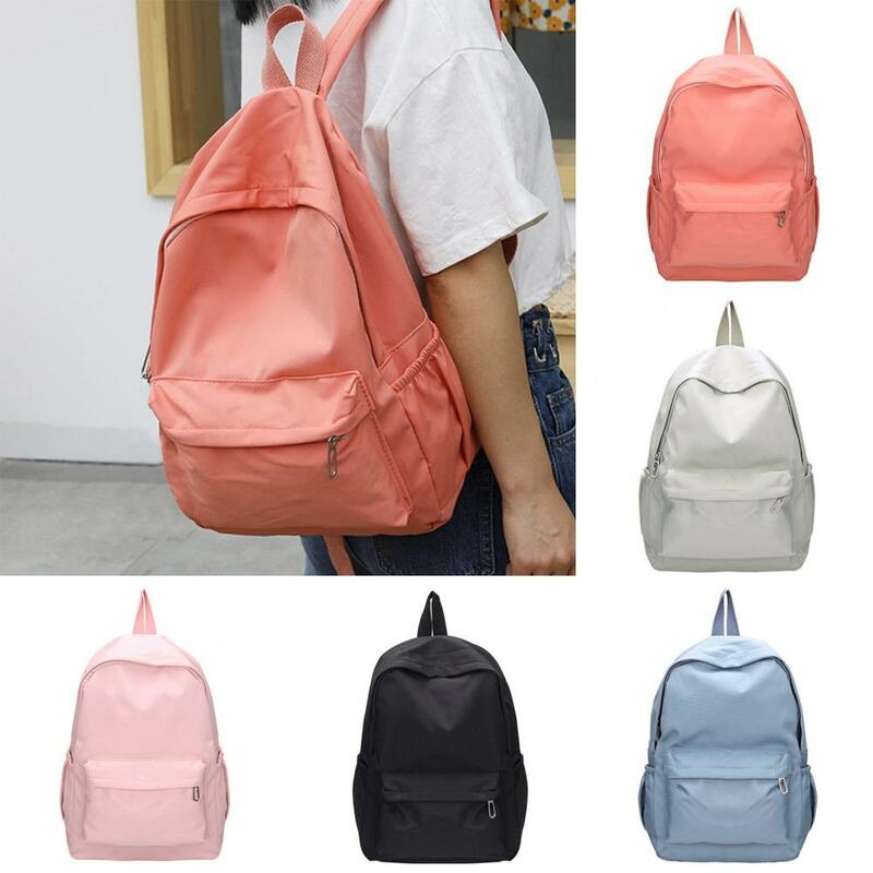 Capacity Backpack Capacity Waterproof Nylon Backpack for Students Travelers Ultra-light Solid Color School Bag for Junior High