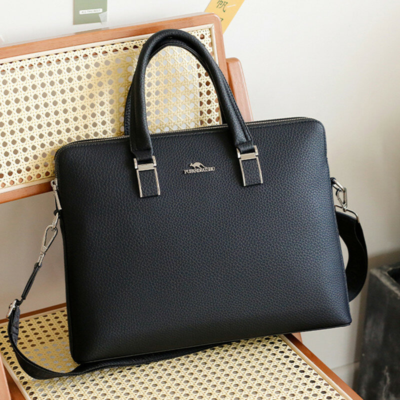 Business Leather Men's Briefcase Executive Handbag Large Capacity Male Shoulder Messenger Bag Office Laptop Bag