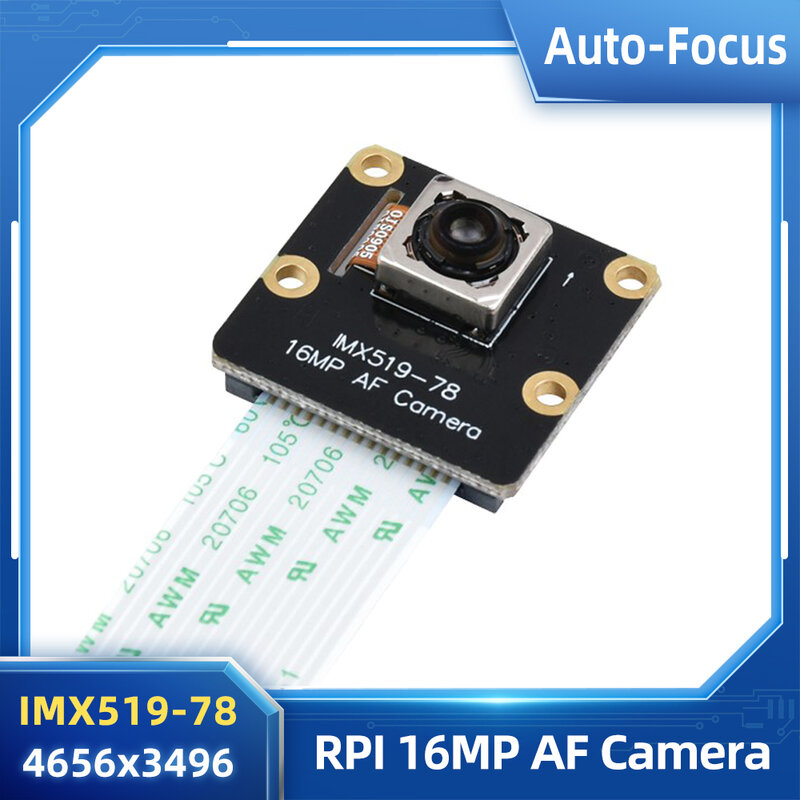 • 16MP AF ، تركيز تلقائي ، كاميرا درجة x ، كاميرا صناعية عالية الدقة لسيارة التوت Pi 4B 3B + 3B صفر 5 RPI 5