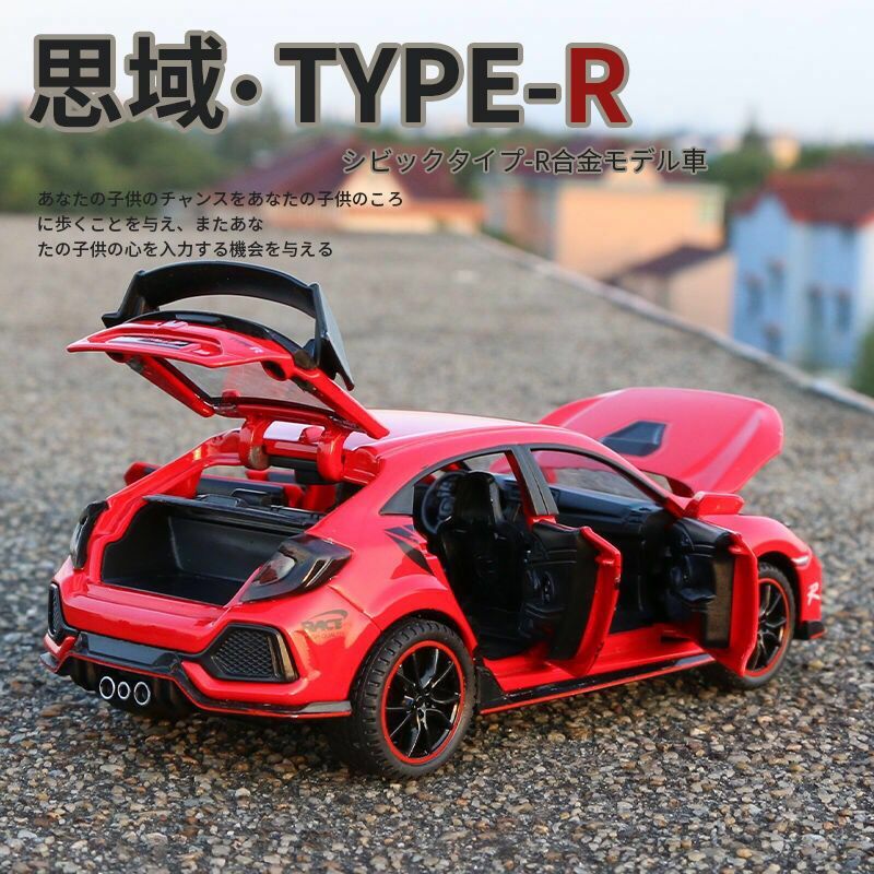 HONDA CIVIC TYPE-R Model Mobil Aloi 1:32 Diecast & Kendaraan Mainan Model Mobil Sport Logam Koleksi Suara dan Ringan Hadiah Mainan Anak-anak