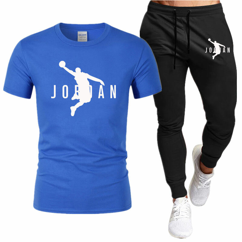 Футболка с длинными брюками для мужчин, повседневные штаны для весны и лета, Спортивная одежда для бега, спортивные штаны, уличная одежда в стиле Харадзюку