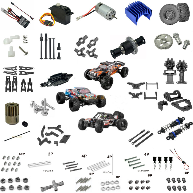 HBX-piezas de repuesto para coche teledirigido, carcasa con amortiguador, diferencial electrónico, engranaje de Motor ESC, 1:12, 901, 901A, 903, 903A, 905, 905A