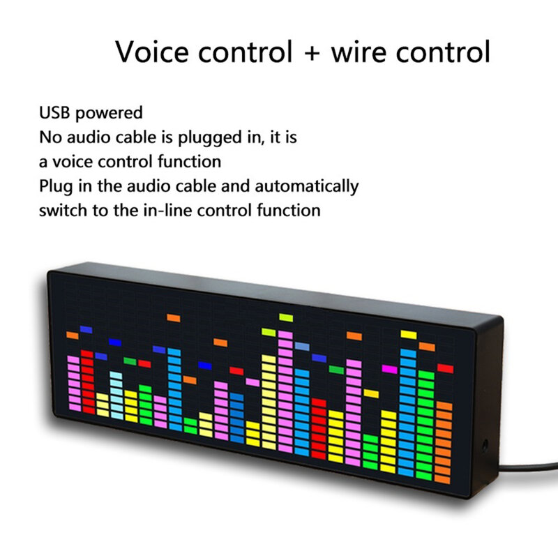 Analisador de áudio VU Meter com Ambient Display, Indicador de espectro de música, Relógio VFD, 3W, Modo de cores 7, C256
