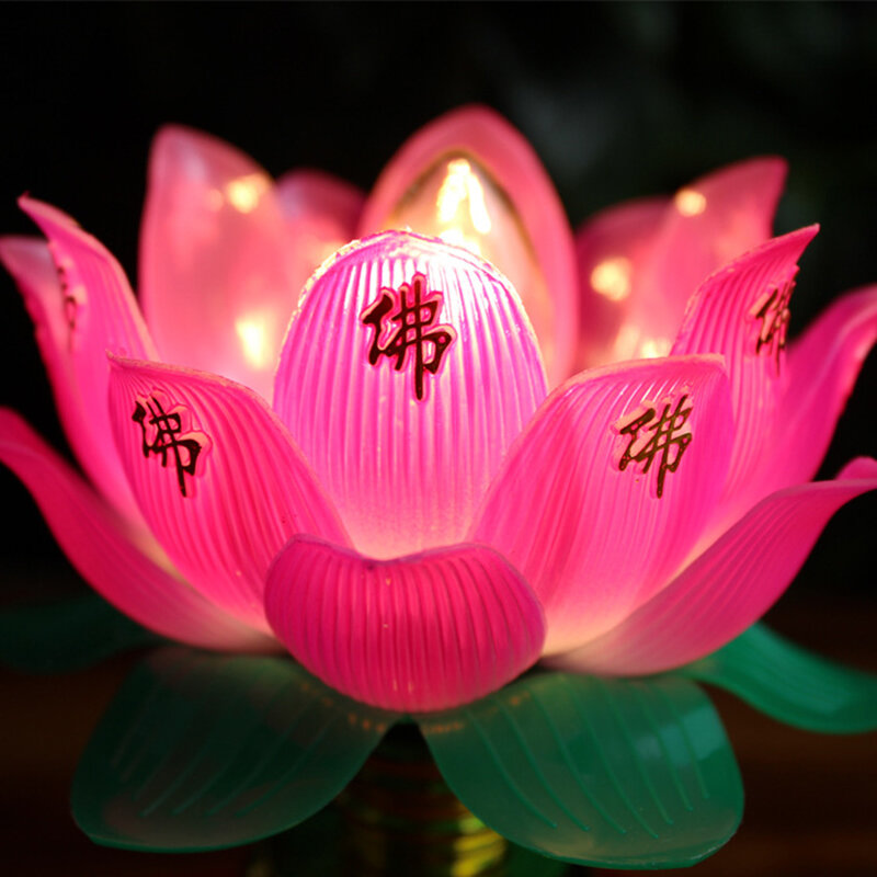 Buddhism Lotus Lamp Exquisite Veilleuse Solemn Buddhist Ceremony Worship Buddha Lamp Buddhist Temple Decoration