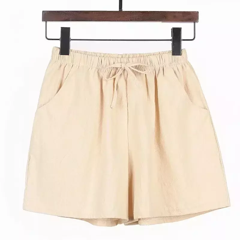 2024 New Summer Cotton Linen Beach Shorts donna Basic Short Pants Mini pantaloni a gamba larga Ladies Fashion Casual Home Streetwear